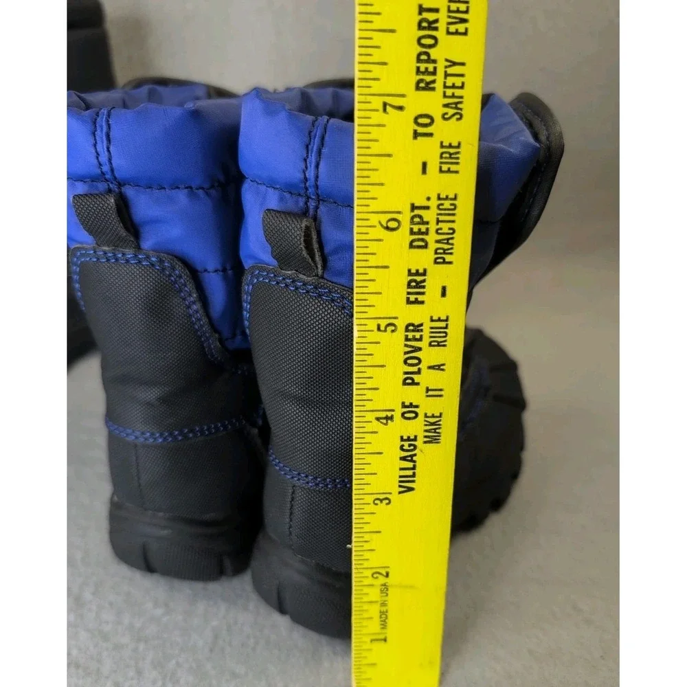 Childrens Place Kids Snow Boots Size 7 Blue Black Winter Warm Pull On Toddler
